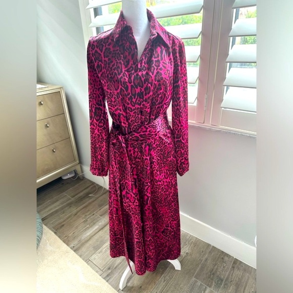 Black Label by Chico’s, Day/Evening Long Shirtdress, black/Pom Red, size XS